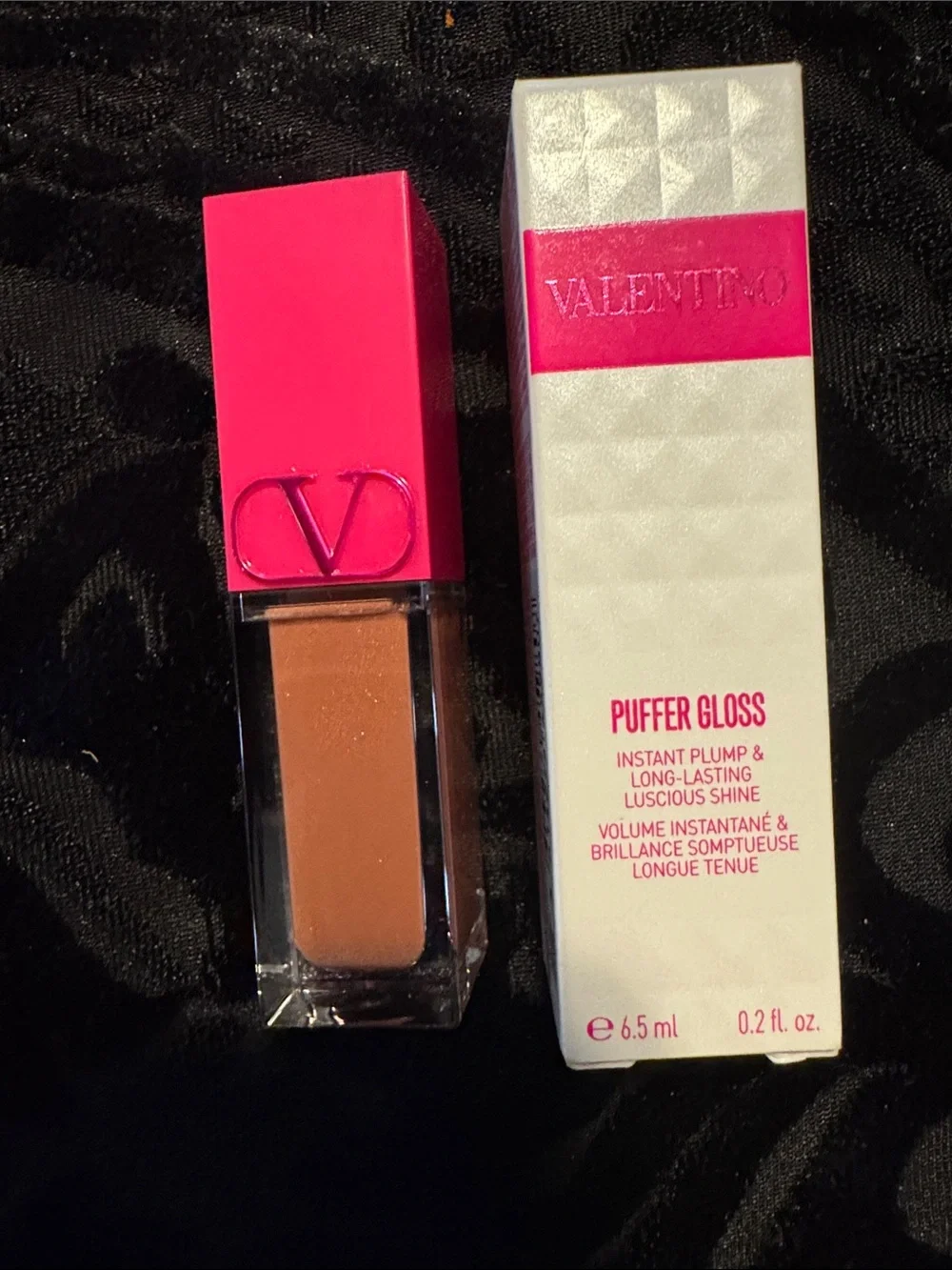 Valentino Puffer Gloss - Pink Cap, Brown Shade